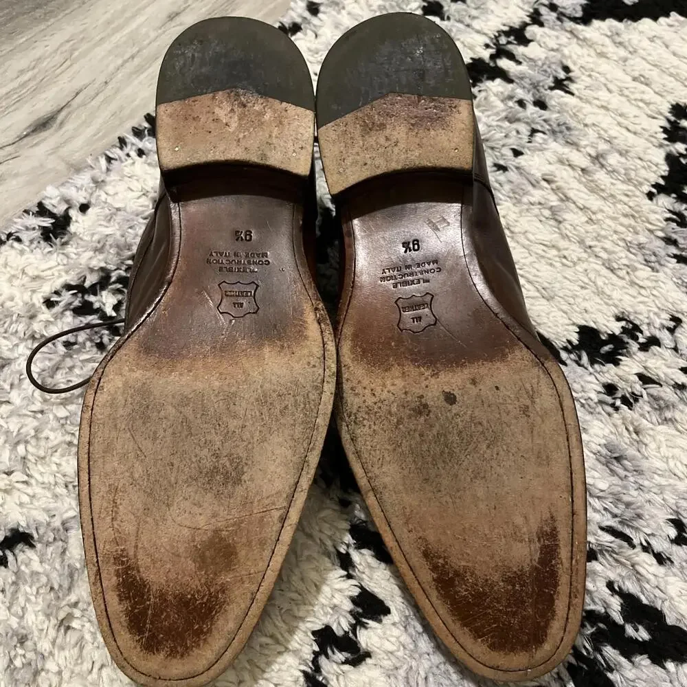 TO BOOT NEW YORK BROWN LACE UP DRESS SHOES SIZE 9.5M MADE ITALY GOOD CONDITION!